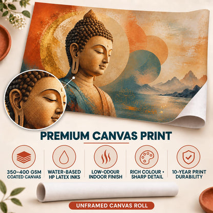 Inner Stillness UNFRAMED 36 x 24 Inch Canvas Painting roll, Modern Vastu Inspired Wall Art, Peaceful Digital Painting for Home, Living Room, Bedroom, Office, Hotels, Artwork for Gifting