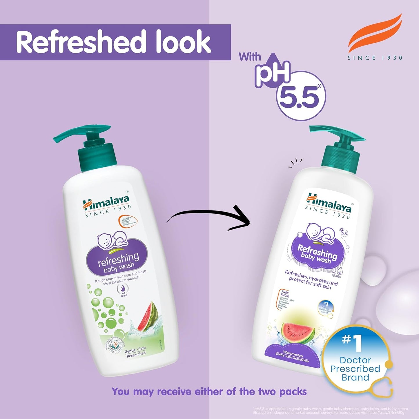 Himalaya Refreshing Baby Wash 400ml | No tears formula |with Watermelon, Neem & Lemon| Keeps baby's skin cool & fresh