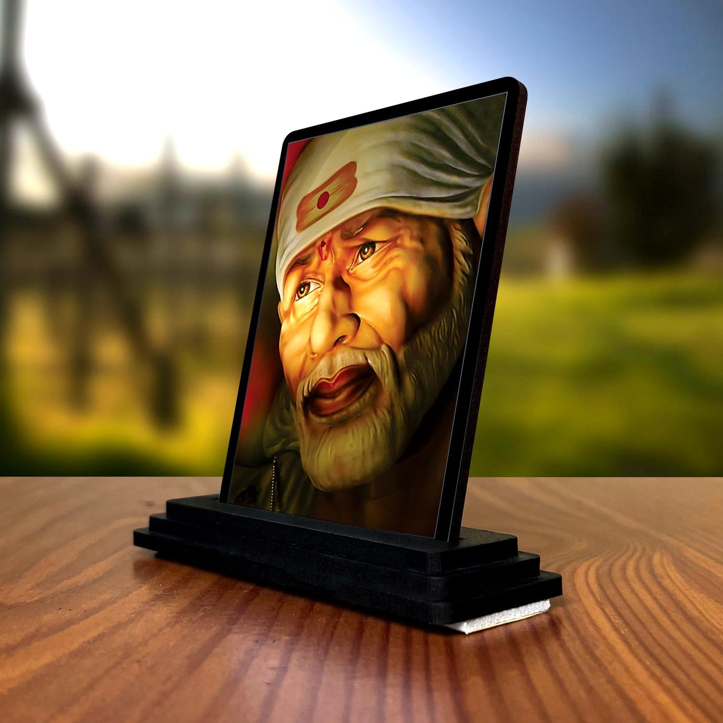 Plan To Gift Wood Sai Baba Idol, 10 cm x 12 cm x 1 cm, Multicolour