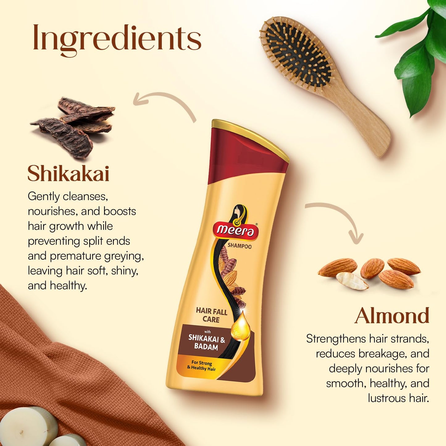 Meera Hairfall Care Shampoo, Brown, Shikakai, 180 Ml