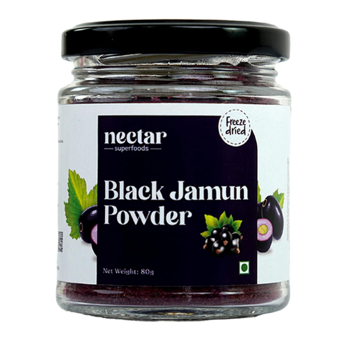 Nectar Superfoods Freeze Dried Black Jamun Powder- 80 grams Jar-Pack of 1 Nos | 100% Natural | No Added Sugar, Preservative-Free & Vegan | Processed in India