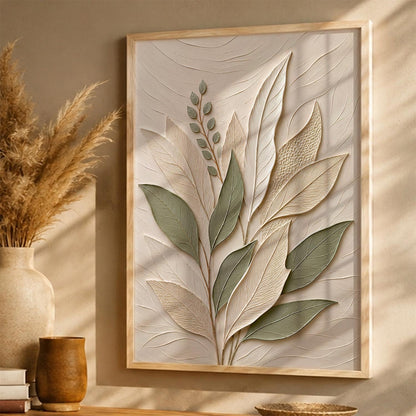 Modern Leaf Art Painting with Frame for wall decor| Floral Wall Art Painting With Frame Home Decoration For Living Room Bed Room Hotel Wall Decor Digital Reprint (14X20 inch)