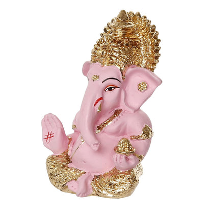 eCraftIndia Golden and Pink Polyresin Lord Ganesha Idol for Home, Temple, Office, and Car Dashboard - Gift for Family, Friends, Colleagues - Suitable for Ganesh Chaturthi, Diwali, Housewarming