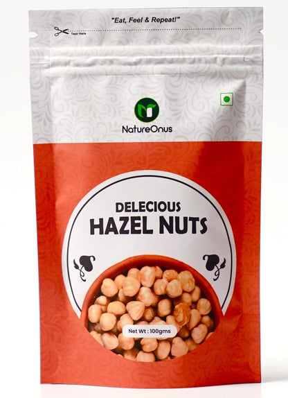 NATUREONUS Premium Hazelnuts 100 Gram | Delicious Hazel Nuts For Eating, Raw & Dehulled For Making Chocolate Spread, Tasty Dry Fruits