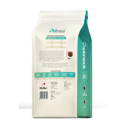 Petrosa Medium Breed Adult Dry Dog Food (12 Months & Above), 1 Kg, 28% Protein, DHA & Prebiotics, Joint Health & Digestion