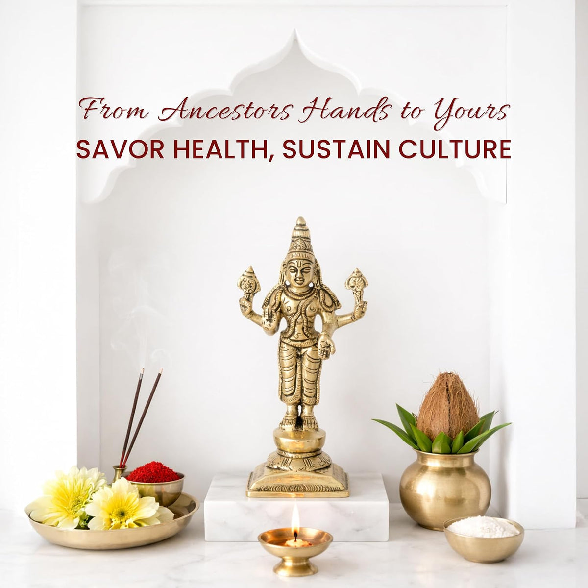 Brass Lord Vishnu Ji Idol | Handcrafted Vishnu Murti for Home Temple & Pooja Room (Design01: L5 x W4 x H11 cm)