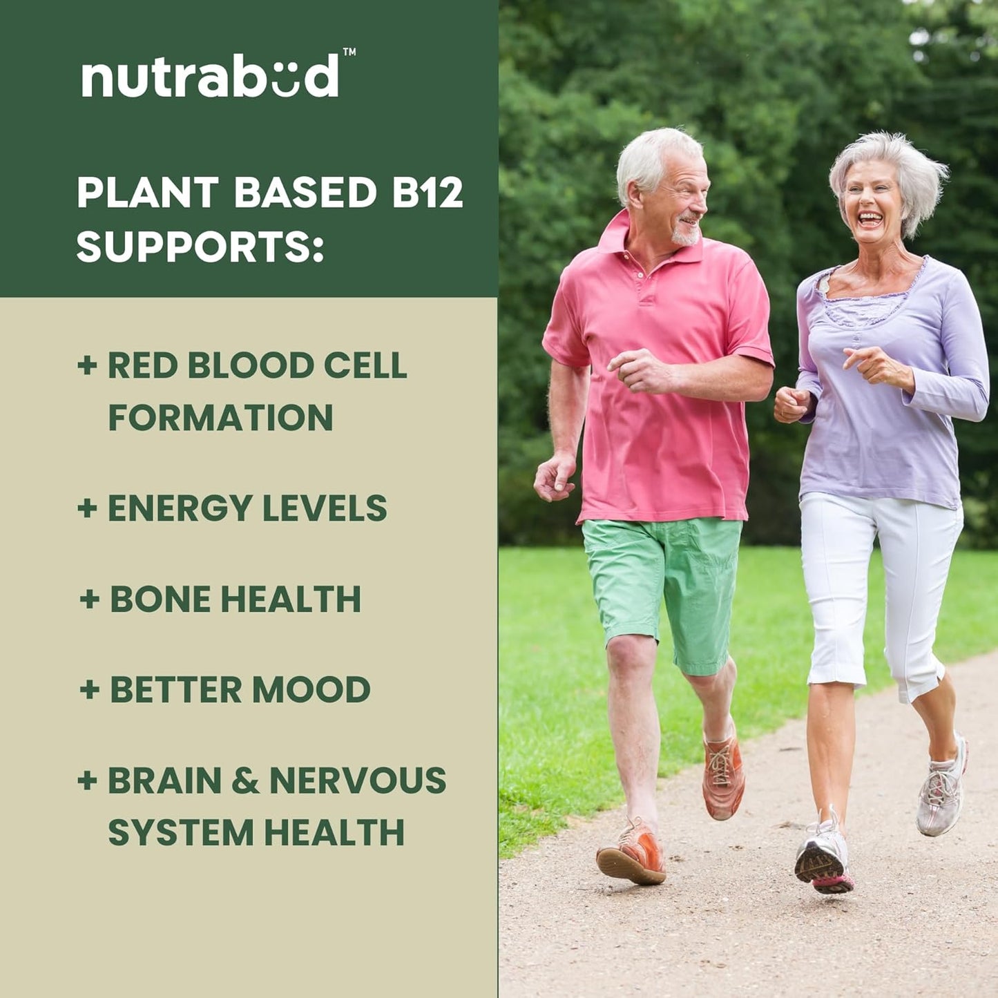 Nutrabud Organics Plant Based Vitamin B12 Supplement for Men, Women - 120 Capsules - 100% RDA of Natural B12 for High Absorption (120 Count (Pack of 1))