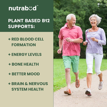 Nutrabud Organics Plant Based Vitamin B12 Supplement for Men, Women - 120 Capsules - 100% RDA of Natural B12 for High Absorption (120 Count (Pack of 1))