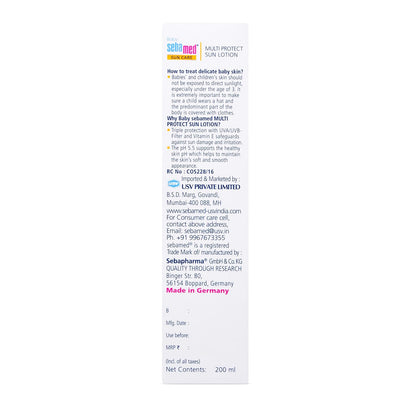 Sebamed Baby Sun Lotion|pH 5.5|Triple Protection with UVA/UVB- Filter|200 ml