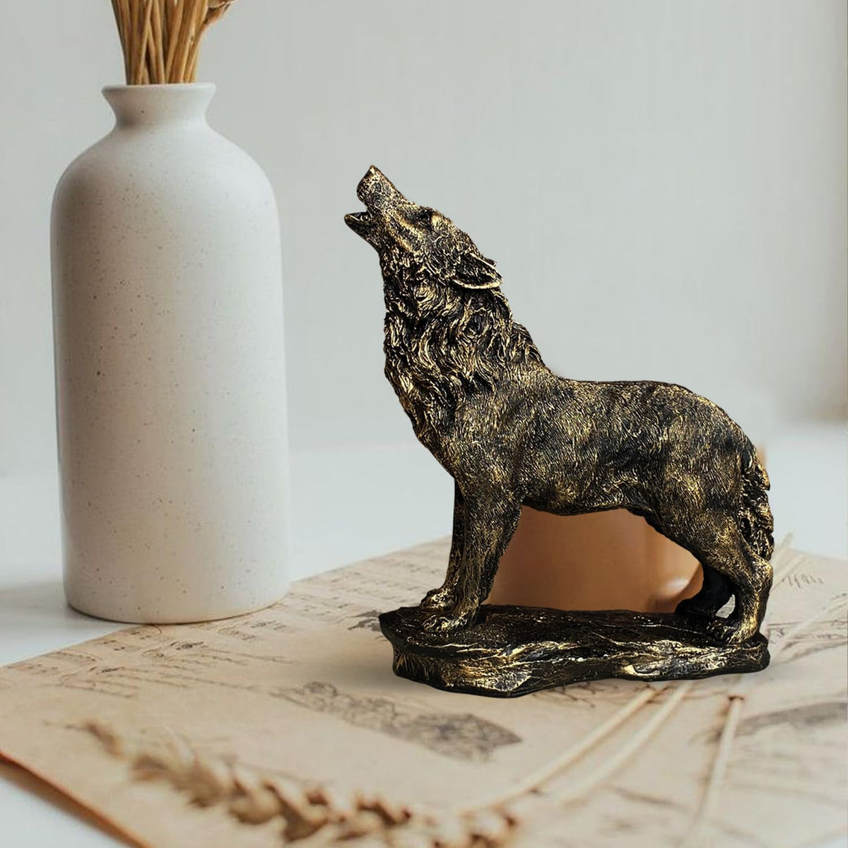 Beautiful Lion Statue for Home Decor (Pack of 1, Dark Brown)