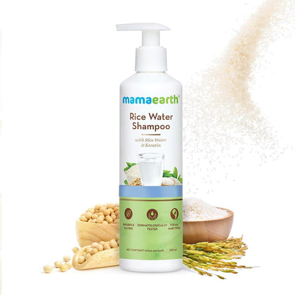 Mamaearth Rice Water Shampoo with Rice Water & Keratin For Damage Repair - 250 ml | Reduces Split Ends | Prevents Breakage