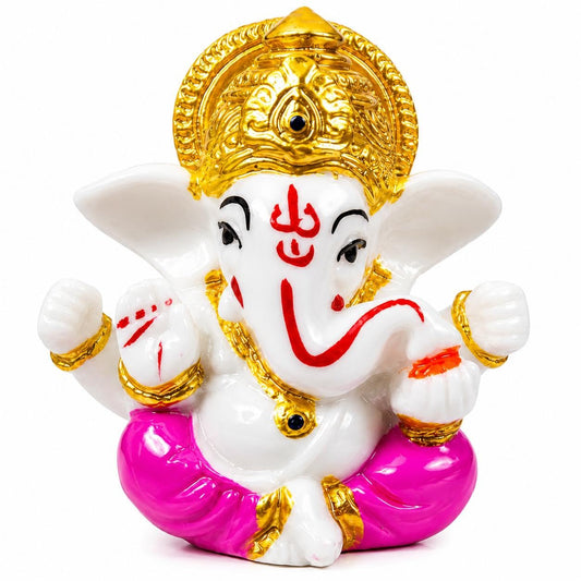 Pink,Peach Ivory Finish Small Ganesha Idol Pink for Car Dashboard, Lord Ganesha Murti, Ganpati for Home Decor & Puja Room, Office Desk, Temple, Return Gift, 2.5 Inch Ganpati Bappa Morya