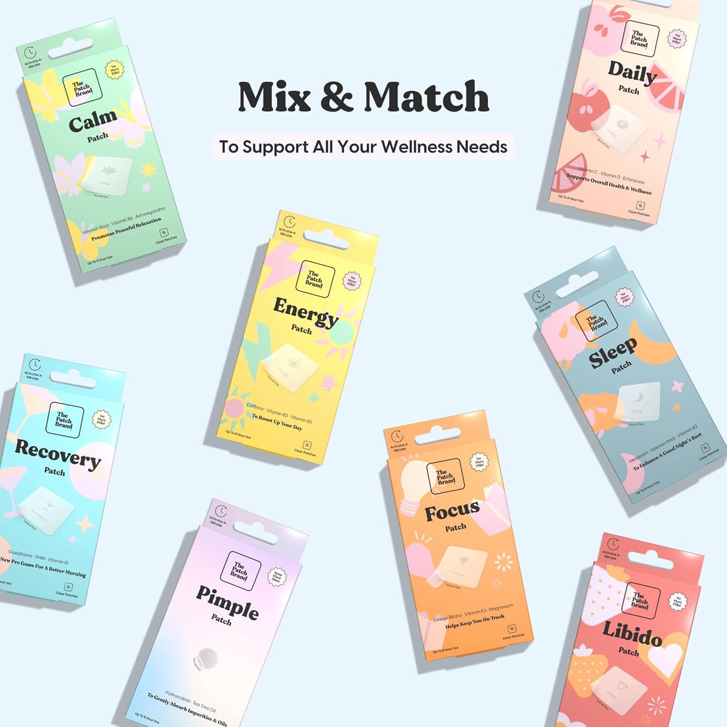 The Patch Brand Recovery Patches | Supports Morning After with Vitamin B1, DHM, Glutathione | Party & Travel Must Haves | Long Lasting Water Resistant Patches (Pack of 1)
