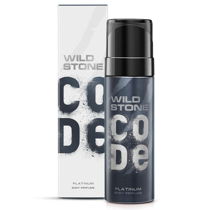 Wild Stone Code Platinum body perfume with packaging on a white background