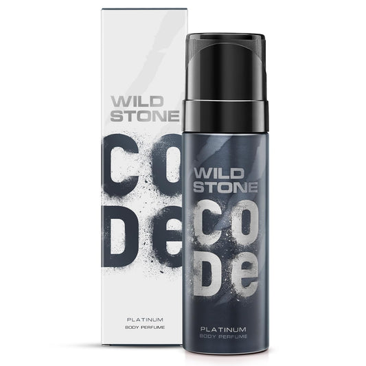 Wild Stone Code Platinum body perfume with packaging on a white background
