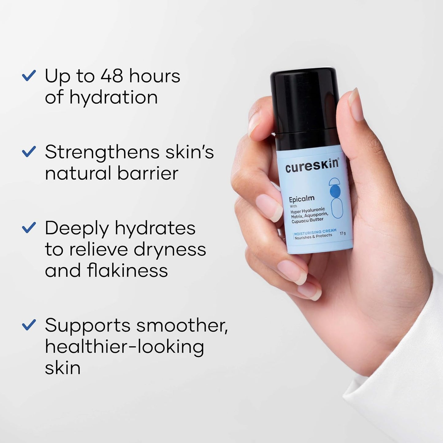 Cureskin Epicalm Moisturising Cream with Hyper Hyaluronic Matrix, Aquaporin and Cupuacu Butter, 17 g (Pack of 1)