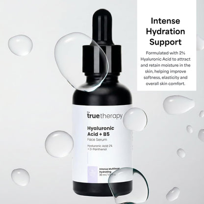 The True Therapy 2% Hyaluronic Acid Serum with Pro-Vitamin B5 - Intense Multi-layer Hydration - Probiotics Xylitol, Dewy Looking Skin, Moisturize, Plump Skin, Reduce Wrinkles, Anti-Aging Serum – 30 ml