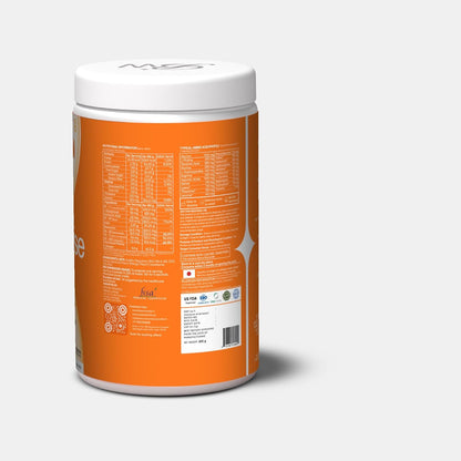 Orange container with white lid on a light gray background