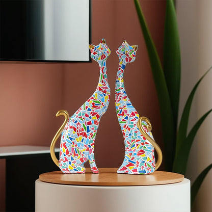 Nostrae Cute Kitty Cats Show Pieces for Home Decor Living Room Decorative Items | Abstract Modern Showpieces Gift Item | Center Table Tv Unit Showcase Office Interior Statues (Set of 2)