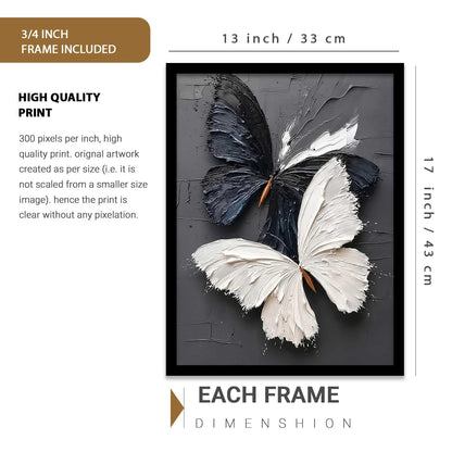 Butterfly Art Wall Painting Home Decoration With Frame For Living Room Bed Room Hotel Wall Decor Digital Reprint Engineered Wood (13X17 INCH)
