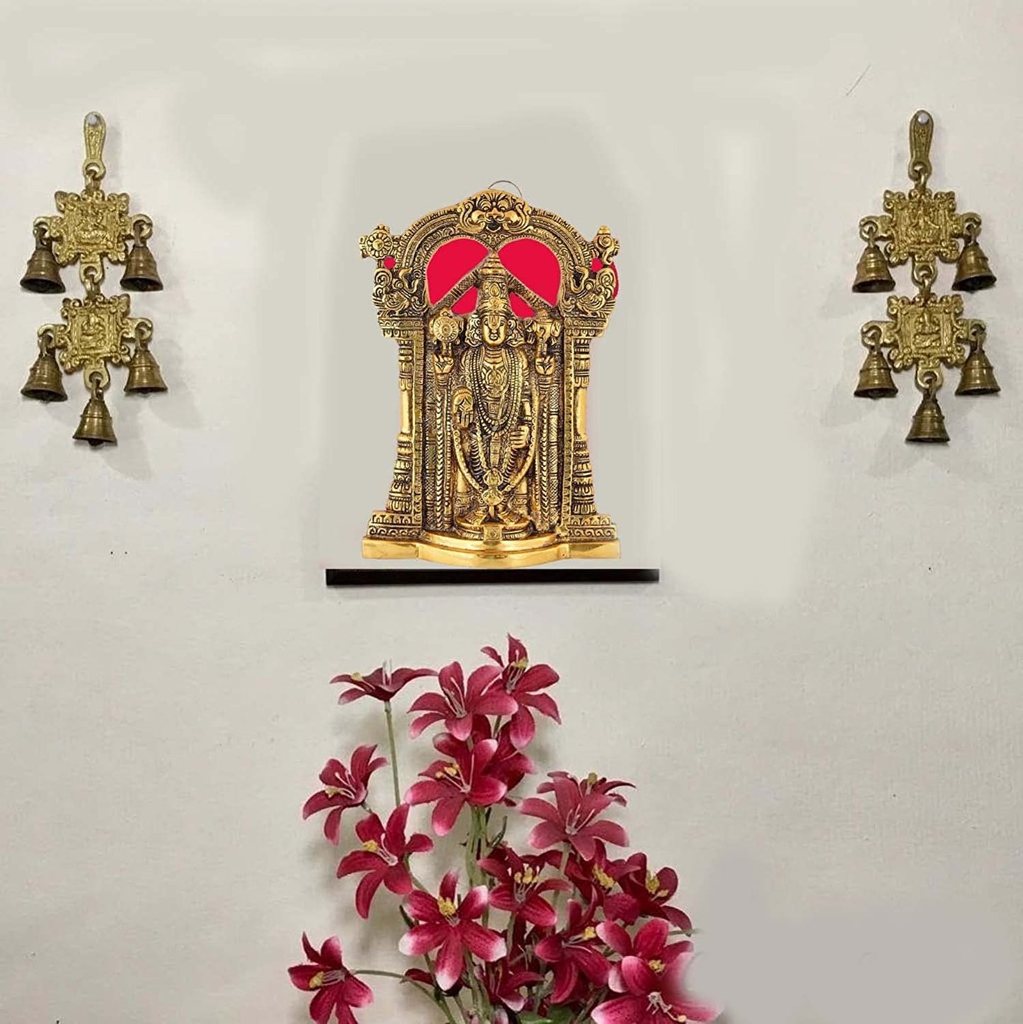 Kalakriti Gold Plated Wall Hanging God Tirupati Balaji Sri Venkateswara Swamy Idol | Spiritual Home Décor| Religious Diwali Gift | Statue for Pooja Living Room Mandir Decoration, 1Pc