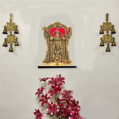 Kalakriti Gold Plated Wall Hanging God Tirupati Balaji Sri Venkateswara Swamy Idol | Spiritual Home Décor| Religious Diwali Gift | Statue for Pooja Living Room Mandir Decoration, 1Pc