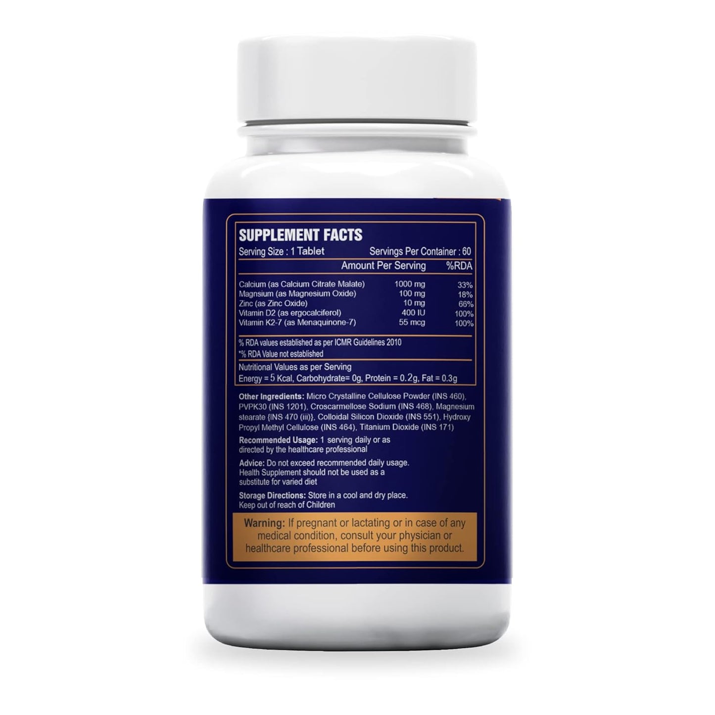 Sea Life Calcium Plus (60 Tablets) With Vitamin D2, k2-7 Magnesium & Zinc | Supports Stronger Bones, Teeth, Immunity & Muscle Health For Women and Men.