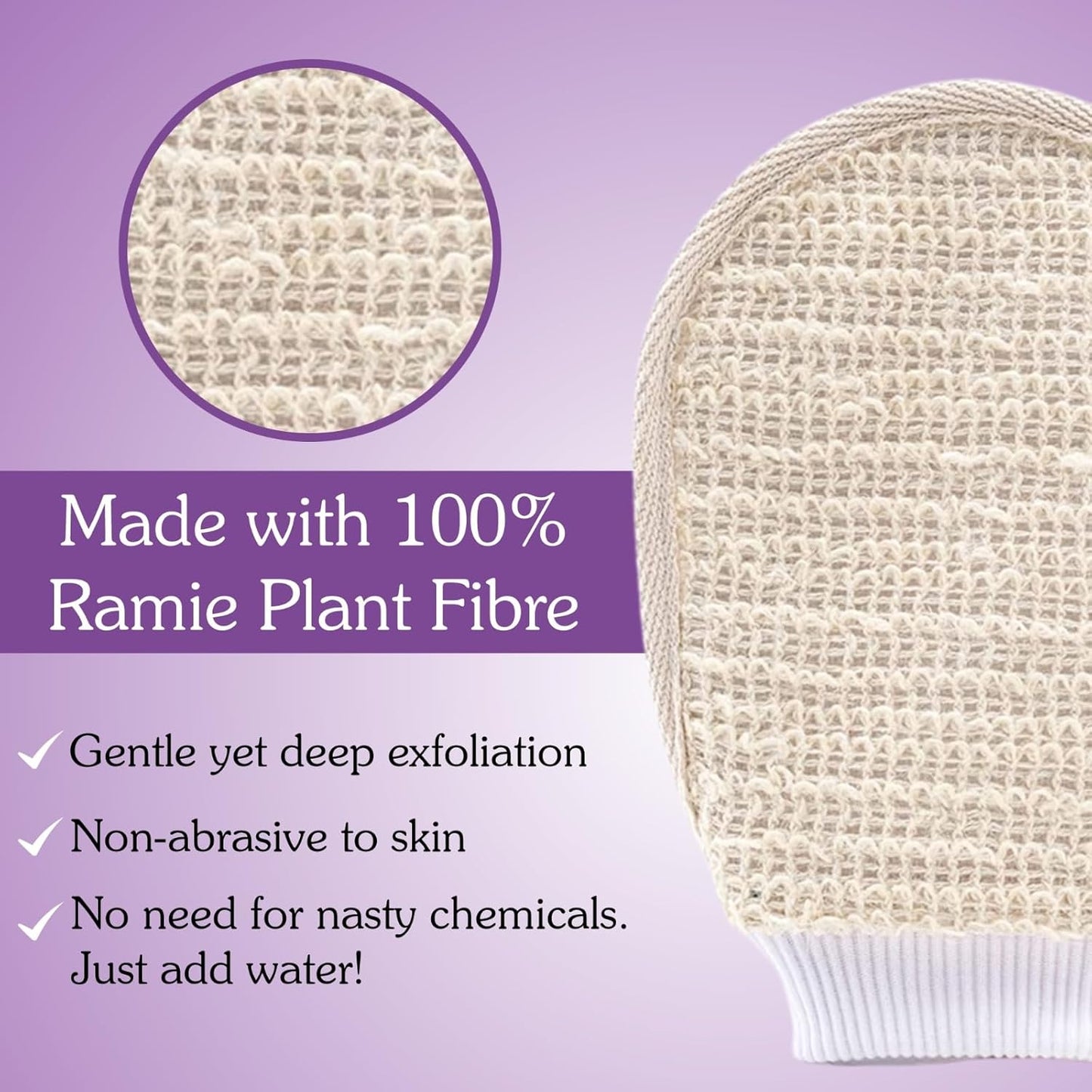 BAKE Exfoliating Bath Glove for Dead Skin, Tan Removal, Strawberry Skin, Body Acne & Ingrown Hair | 100% Ramie Plant Fibre, Body Exfoliator for Dry Patches | For Men & Women | 1 Glove (20g)
