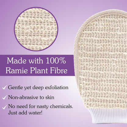 BAKE Exfoliating Bath Glove for Dead Skin, Tan Removal, Strawberry Skin, Body Acne & Ingrown Hair | 100% Ramie Plant Fibre, Body Exfoliator for Dry Patches | For Men & Women | 1 Glove (20g)