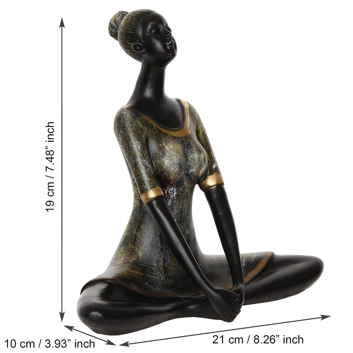 Grey Black Resin Lady in Butterfly Yoga Pose | Yoga Woman Statue Showpiece for Home Decor Living Room Bedroom Office Yoga Studio | Womens Day Gift for Ladies | Birthday Gift for Women