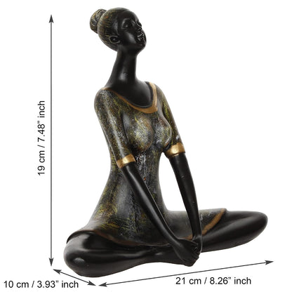 Grey Black Resin Lady in Butterfly Yoga Pose | Yoga Woman Statue Showpiece for Home Decor Living Room Bedroom Office Yoga Studio | Womens Day Gift for Ladies | Birthday Gift for Women