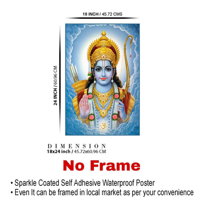Shree Ram Paintings for Living room, Shree Ram Poster Big Size with Sparkle Coated Lamination - 2114 (Self Adhesive) 18x24 Inch