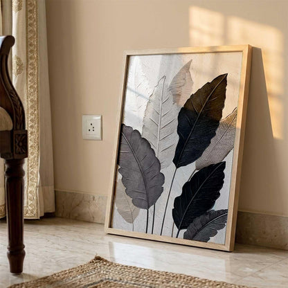 Aesthetic Leaf Art Home Decoration|Paintings With Frame For Living Room Bed Room Hotel Wall Decor Digital Reprint (19x25 inch)