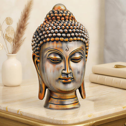 Buddha Idol Statue | Show Pieces for Home Decor Living Room (Antique Orange)