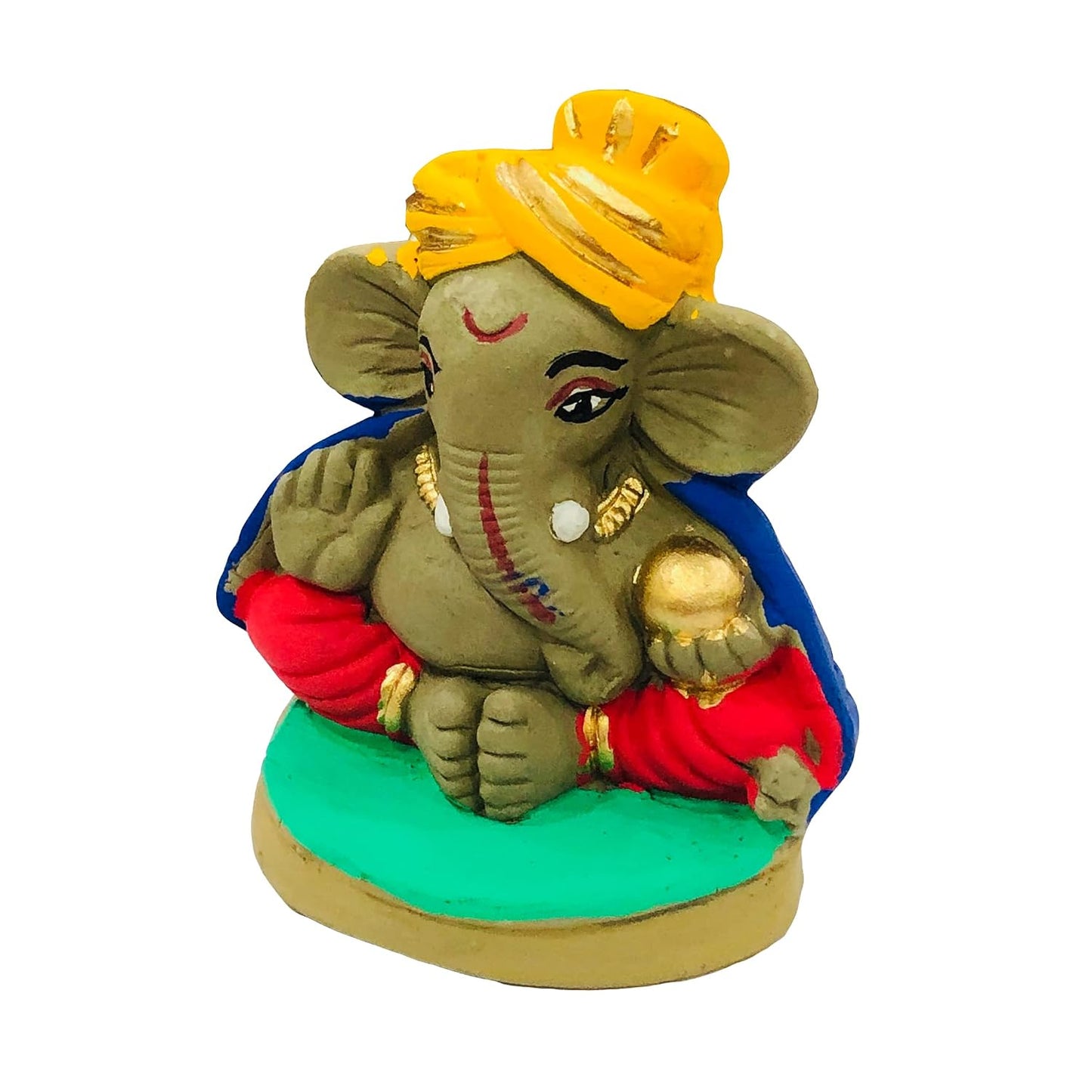 SHOPMEFAST Clay Ganesh Idol, 4 Inches Height, Water Soluble Ganpati Murti for Ganpati Visarjan (Small) (Multicolor)