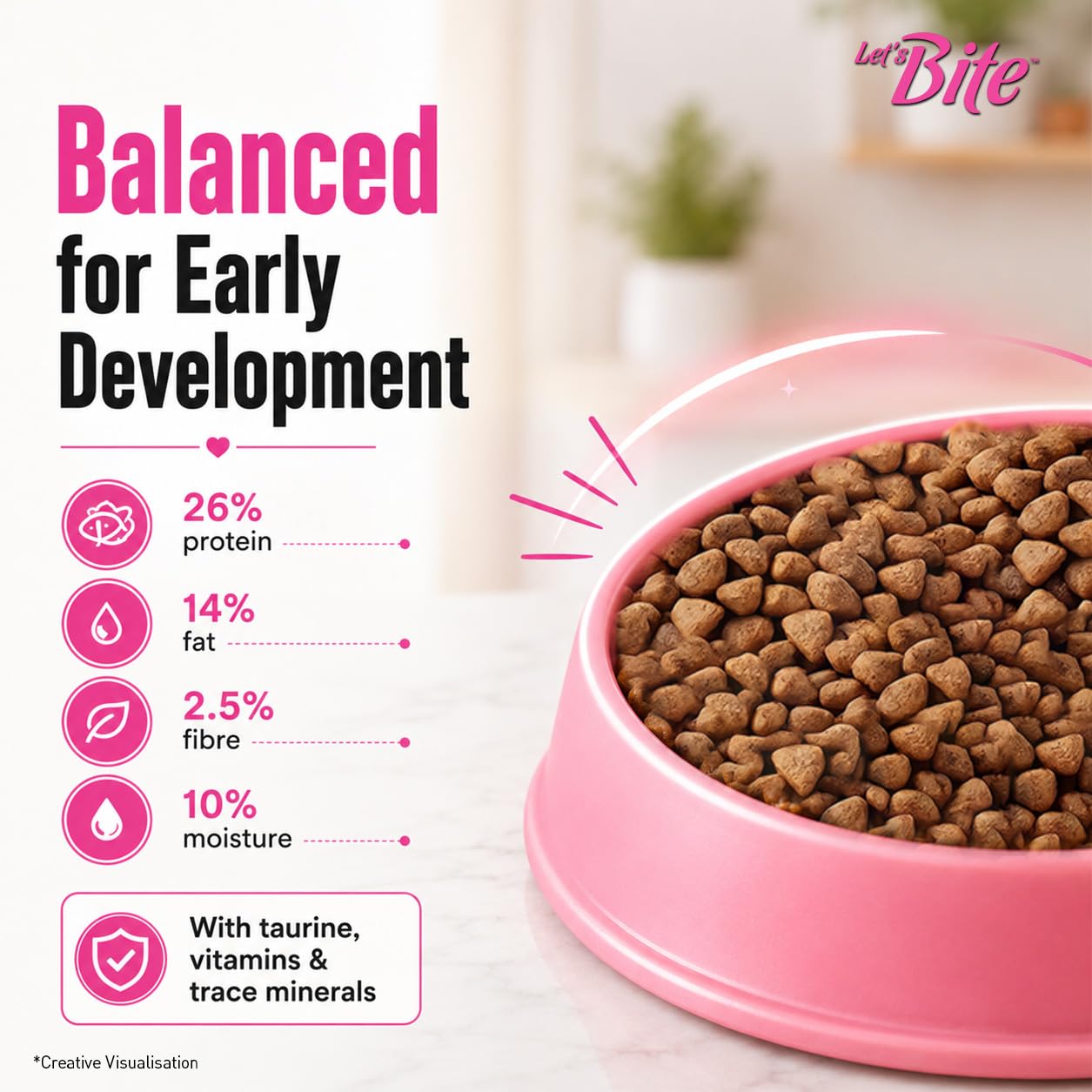 Let's Bite Active Kitten Dry Cat Food, 400 gm Pack