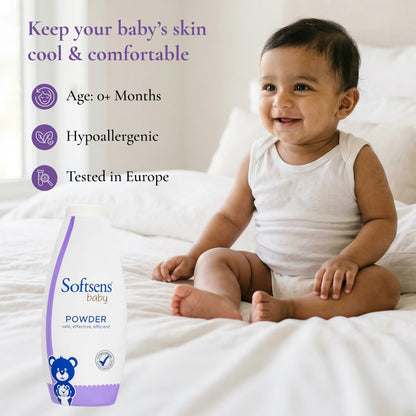 Softsens Baby Powder|Enriched with Patchouli & Olive|Soothes & Moisturises Baby’s Skin|Mild,Dermatologically Tested,Hypoallergenic & Paraben-Free|400g