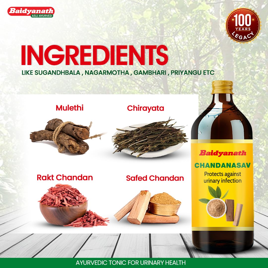 Baidyanath Chandanasav | Effective in Urinary Disorders and Kidney Diseases | With Rakt Chandan, Safed Chandan, Manjith, Mulethi | 450ml