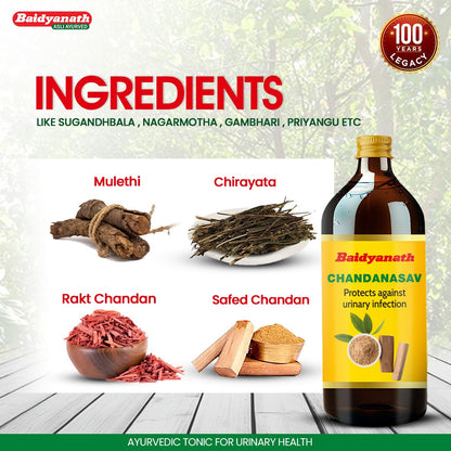 Baidyanath Chandanasav | Effective in Urinary Disorders and Kidney Diseases | With Rakt Chandan, Safed Chandan, Manjith, Mulethi | 450ml