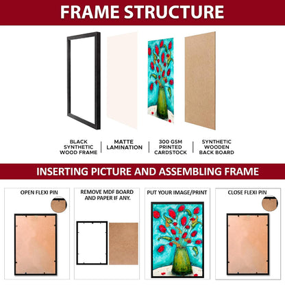 Wall Painting Frames For decor, Pictures Frame For Living Room, Home Decoration, Bedroom, Set of 3, 1pc- 23 x 30 cm, 2pc- 12.5 x 30 cm (Design 16)