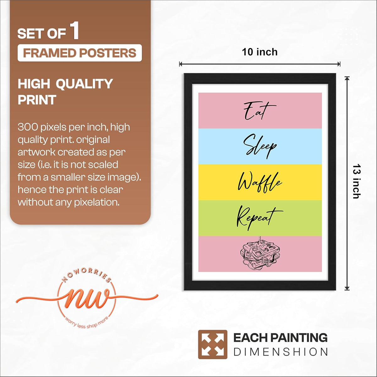 Framed Food Wall Art for Kitchen, Restaurant & Cafe, Black Synthetic Wood Frame, 300 GSM Illustration Print, 10x13 Inch, ART-14