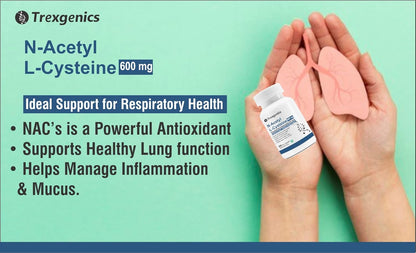 Trexgenics N-ACETYL L-CYSTEINE 600 mg Respiratory Health, Glutathione Production, Immunity, (60 Veg. Capsules) (Pack of 1)
