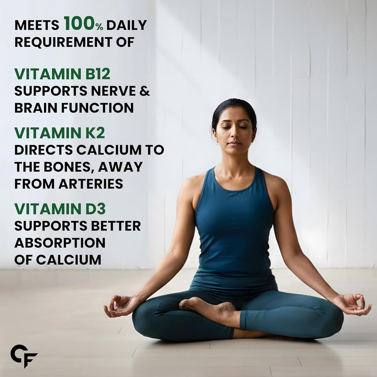 Carbamide Forte Calcium And Vitamin D3 Tablets | Calcium Tablet | Calcium Magnesium Zinc Supplement With Vitamin D3 + K2 MK7 To Support Bones health, Joints & Immunity - Veg 60 Tablets