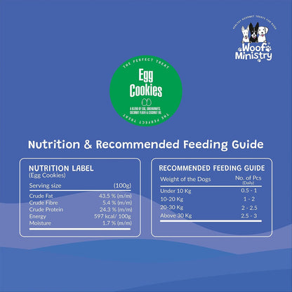 Woof Ministry Egg Cookies for Dogs, Minimal Ingredient Dehydrated Dog Treats (Non Veg Treats -100 Grams)