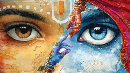 Radha Krishna Painting for Wall Decoration (Without Frame) | Radha krishna painting for living room big size | Without Frame 24 H X36 W inches Rolled Canvas painting