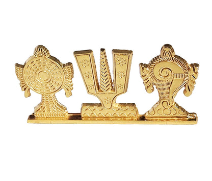 Tirupati Balaji Symbol Stand Shankh Chakra Namah Gold Plating Antique Decorative for Car Dashboard Home & Office Table Showpiece Figurines,Religious Gift Idol...