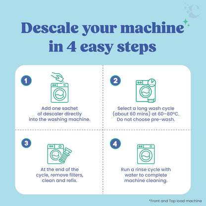 Cleevo Washing Machine Cleaner & Descaler Powder – Pack of 3 | Removes Limescale, Odour & Residue | Non-Toxic, Phosphate-Free | Front & Top Load Safe