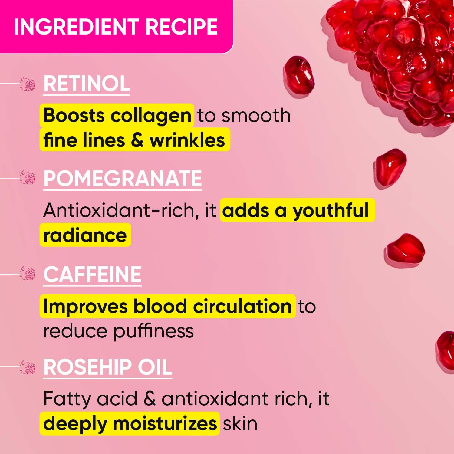 Zephivo Dot & Key Pomegranate Retinol + Caffeine Eye Cream | Smoothens Fine Line & Wrinkles | Fades Dark Circles | Locks Moisturizer to Prevent Dryness | Improves Skin Elacticity & Firmness | 20ml
