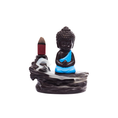 eCraftIndia Buddha Smoke Backflow Incense Holder (7.01 cm x 7.01 cm x 11.98 cm, Black and Blue)
