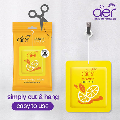 Godrej Aer Power Pocket Bathroom Freshener – Assorted Pack of 5 - 50g (5x10g) | Lasts up to 30 days | Germ Protection